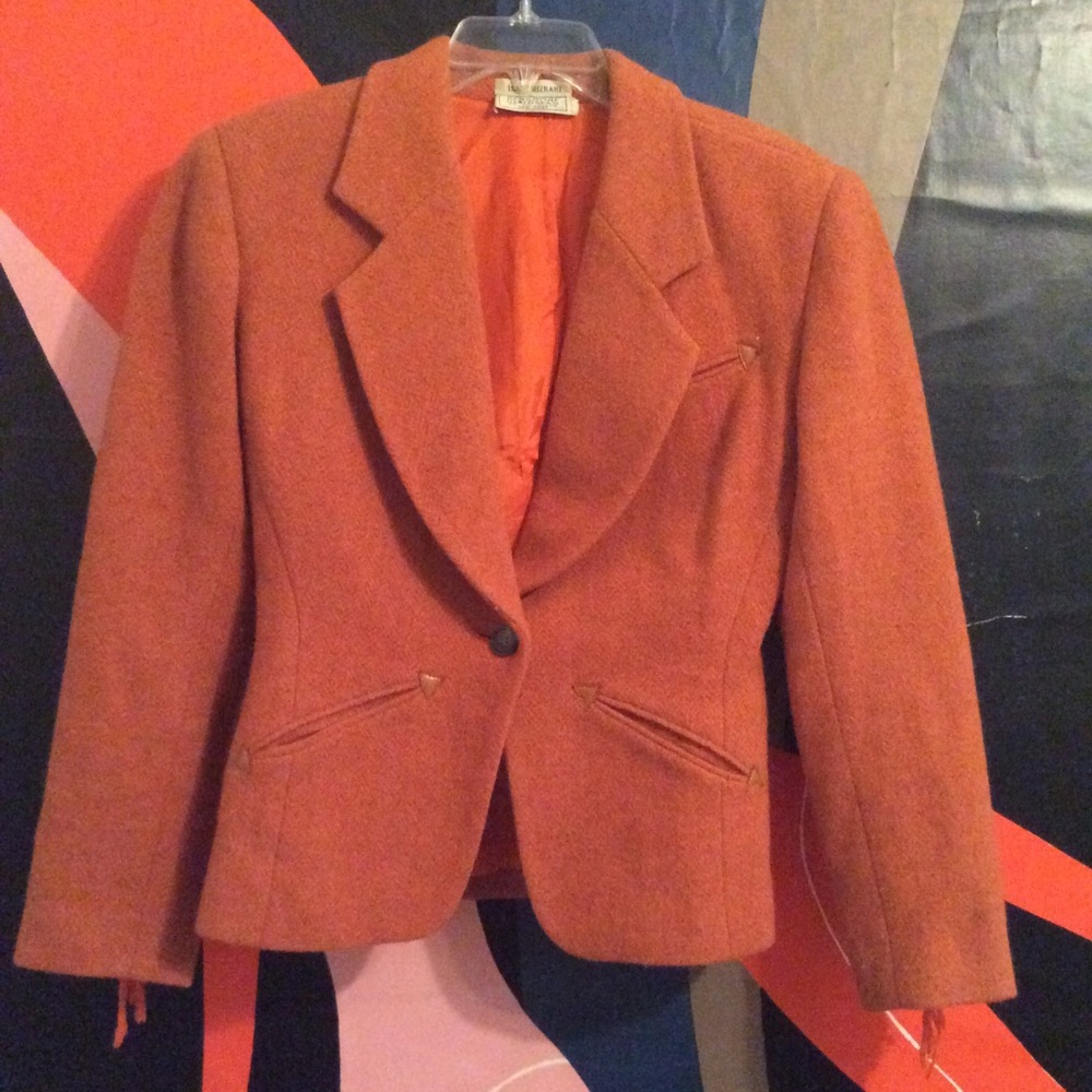 Vintage Isaac Mizrahi orange wool tassel blazer